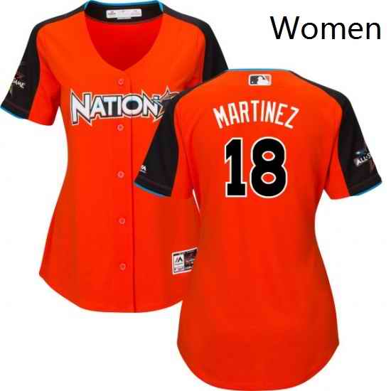 Womens Majestic St Louis Cardinals 18 Carlos Martinez Replica Orange National League 2017 MLB All Star MLB Jersey